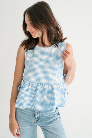 Garden Moments Gingham Peplum Top