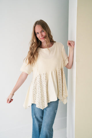Calm Days Textured Babydoll Top - Oatmeal