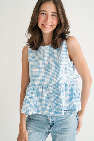 Garden Moments Gingham Peplum Top