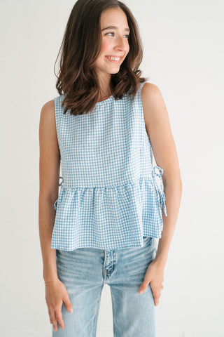 Garden Moments Gingham Peplum Top