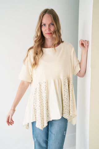 Calm Days Textured Babydoll Top - Oatmeal