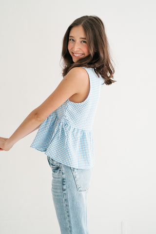 Garden Moments Gingham Peplum Top