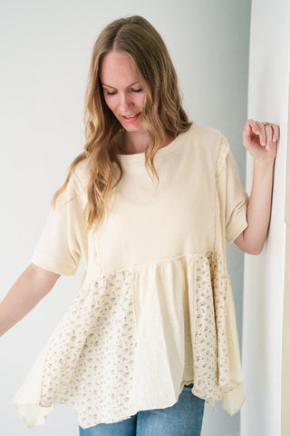 Calm Days Textured Babydoll Top - Oatmeal