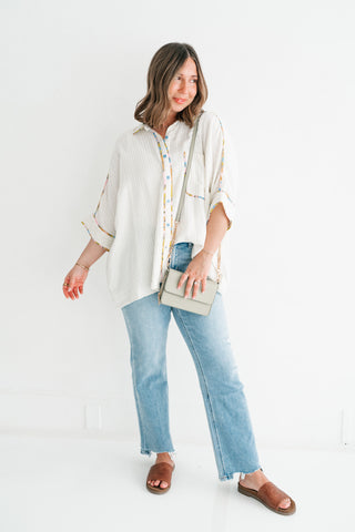 Magnolia Pastel Trim Striped Button Up Shirt