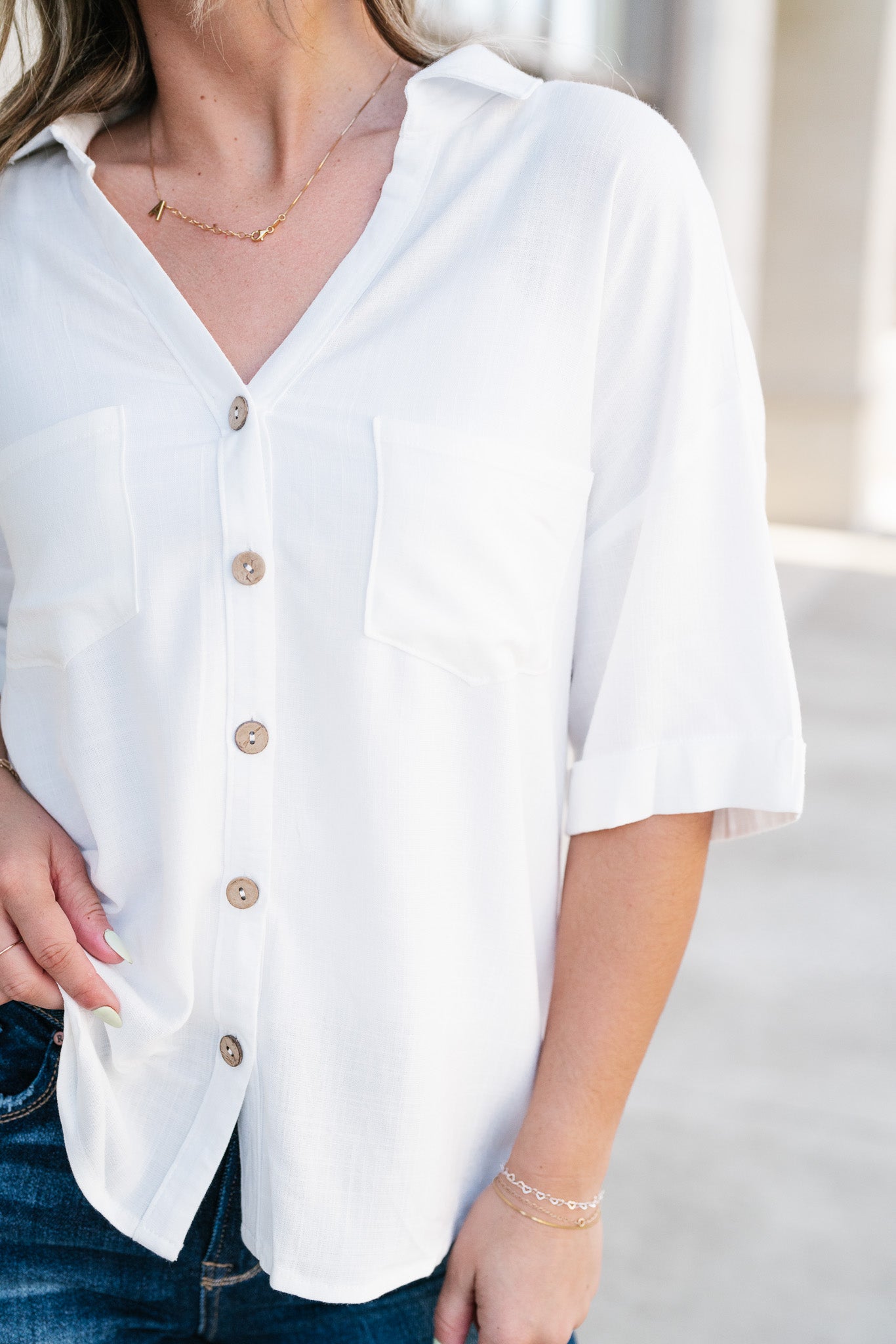 Simply White Button Up