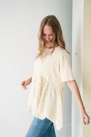 Calm Days Textured Babydoll Top - Oatmeal