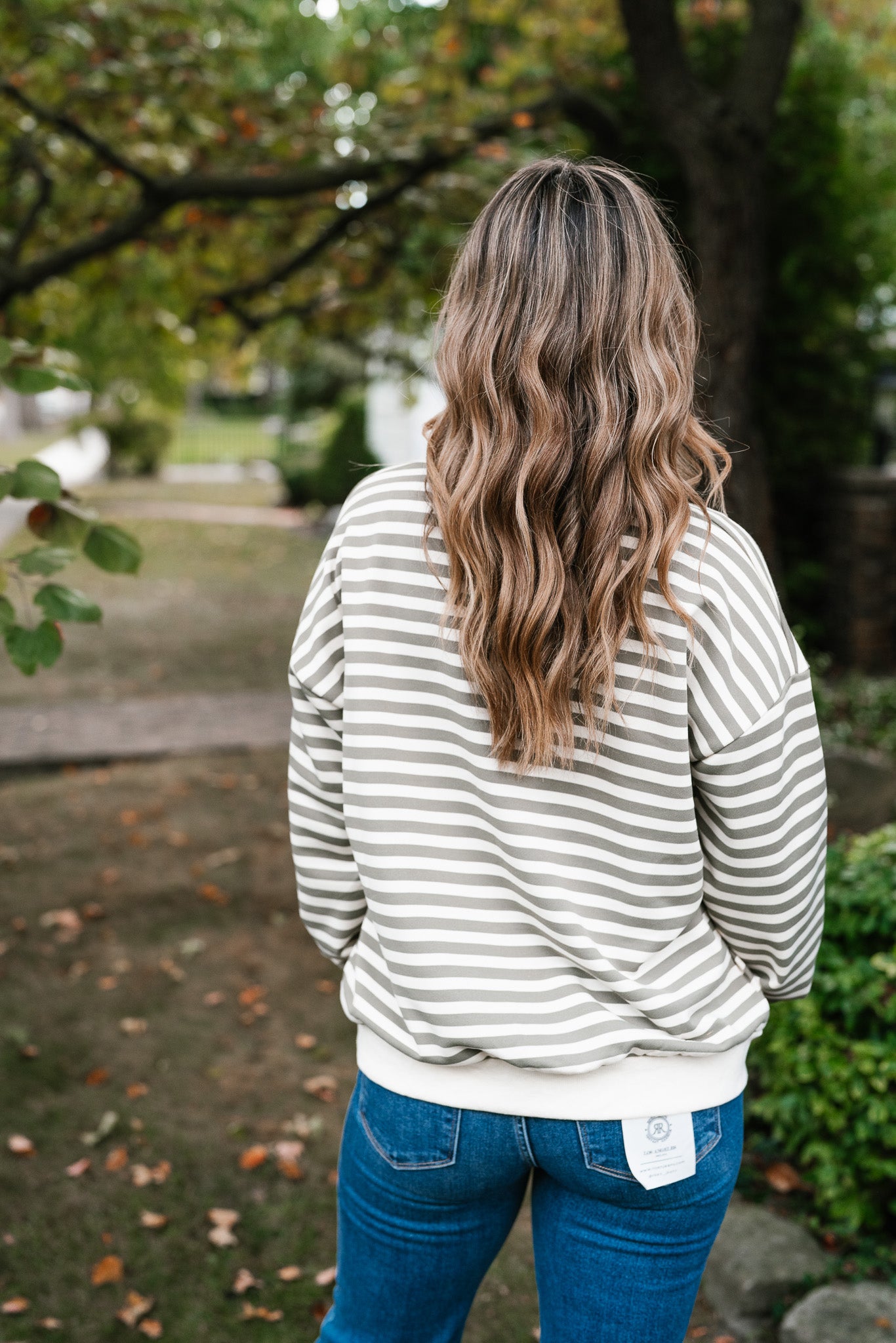 Olive Stripe Relaxed Pullover