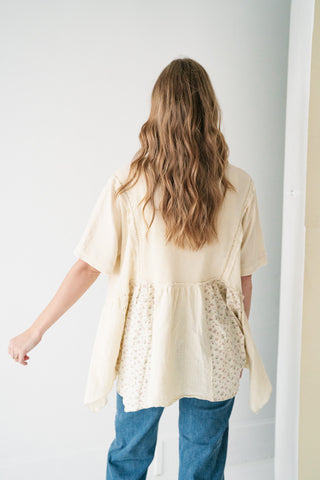 Calm Days Textured Babydoll Top - Oatmeal