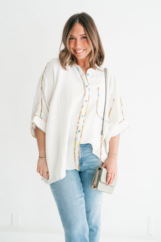 Magnolia Pastel Trim Striped Button Up Shirt