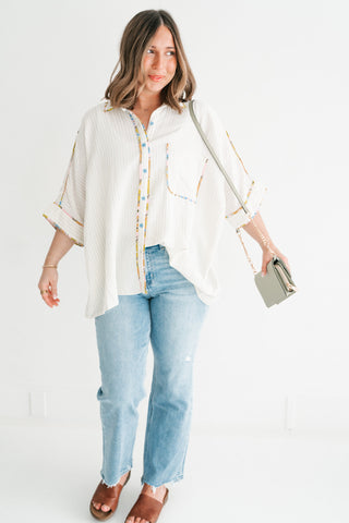 Magnolia Pastel Trim Striped Button Up Shirt