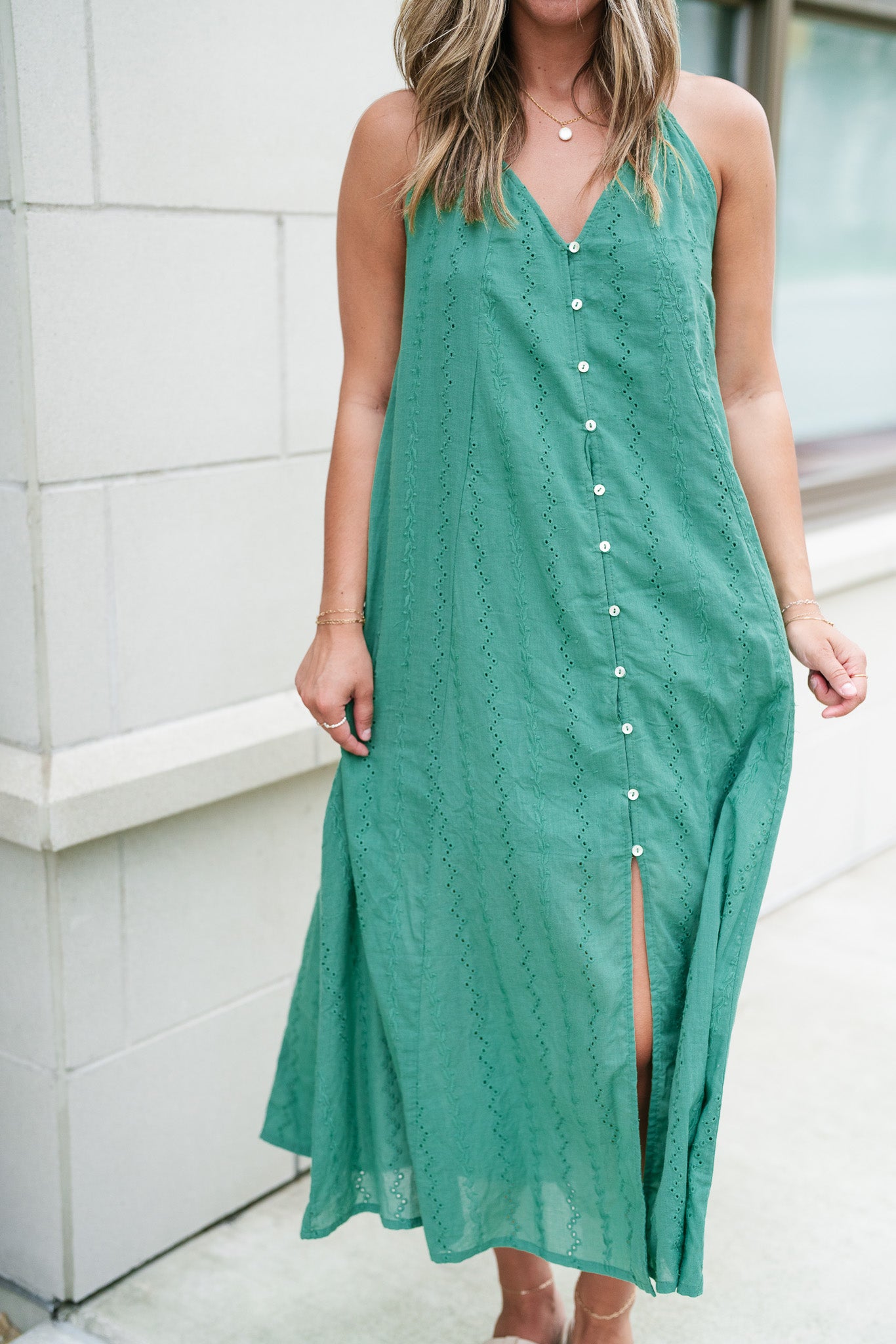 Good To Getaway Eyelet Open Back Midi Dress