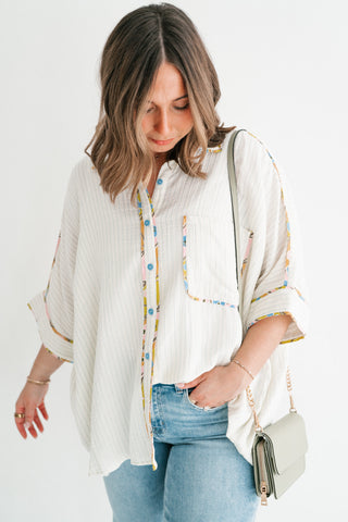 Magnolia Pastel Trim Striped Button Up Shirt