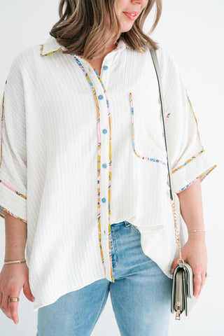 Magnolia Pastel Trim Striped Button Up Shirt