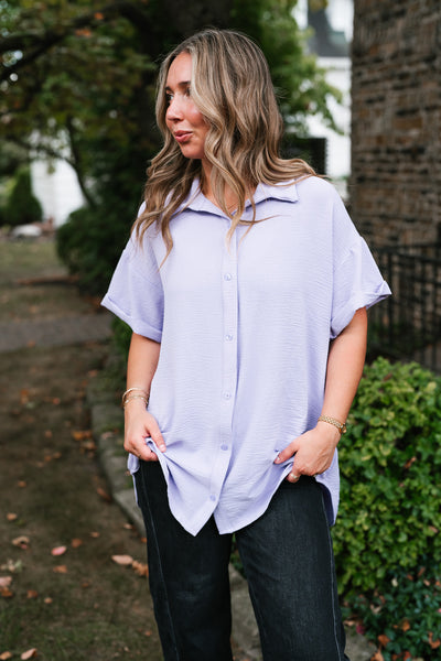 Pearl Drift Collared Top - Lavender