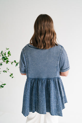 Calm Days Textured Babydoll Top - Blueberry