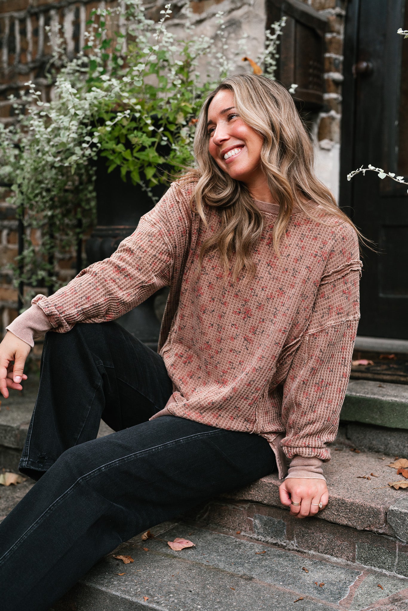 Floral Haven Waffle Knit Top