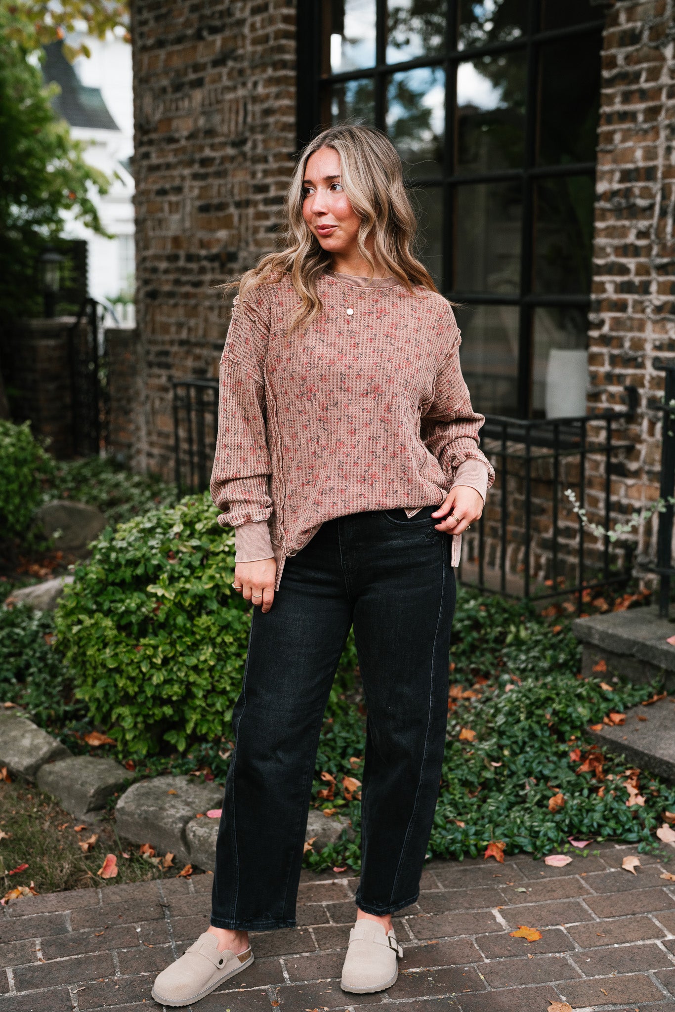 Floral Haven Waffle Knit Top
