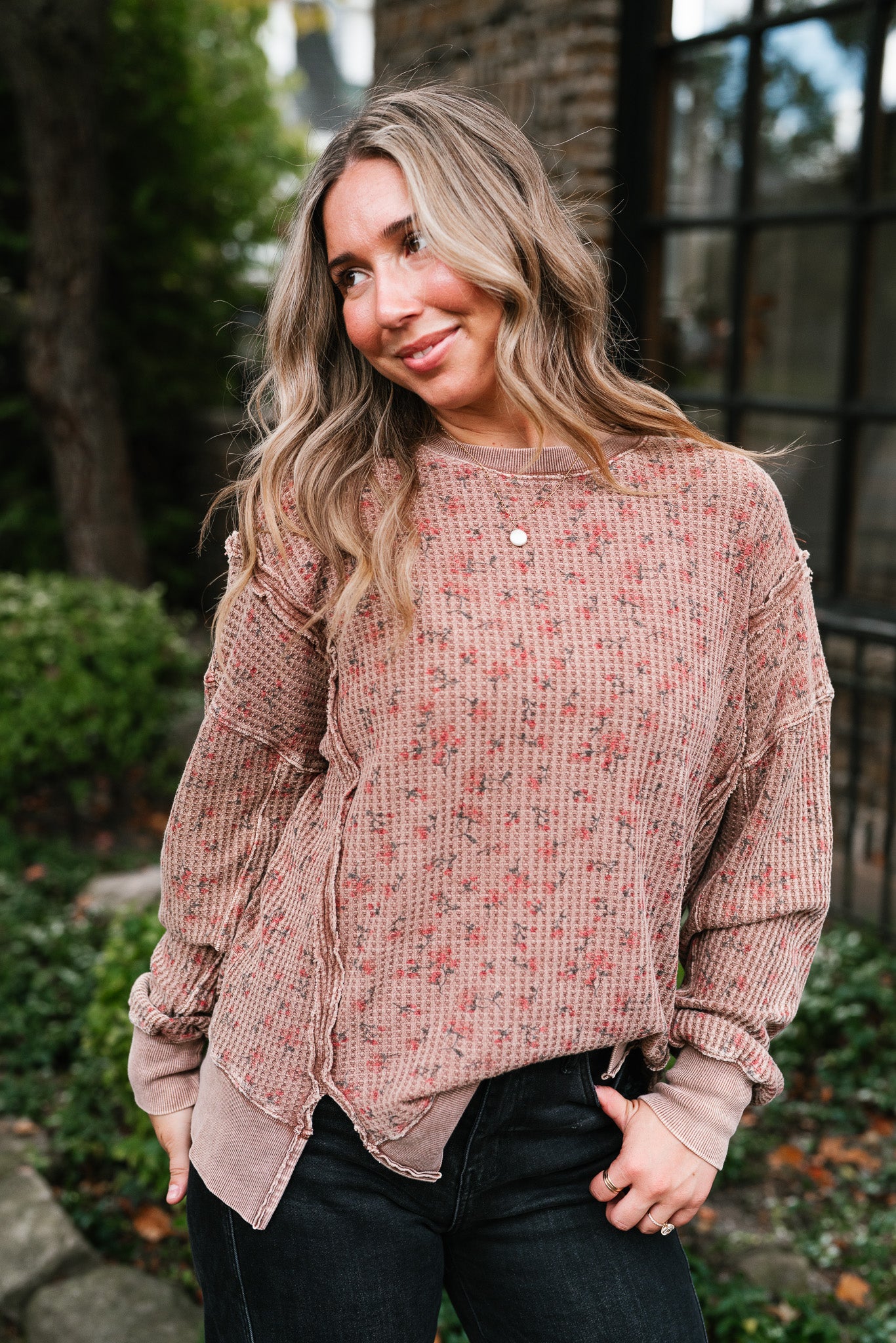 Floral Haven Waffle Knit Top
