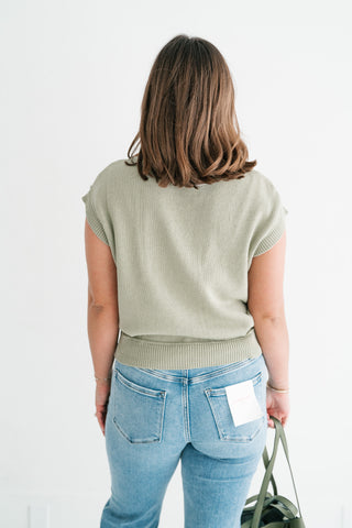 Nina Button Down Sweater Top - Olive