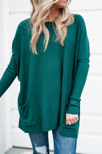 Dark Green Pocket Sweater