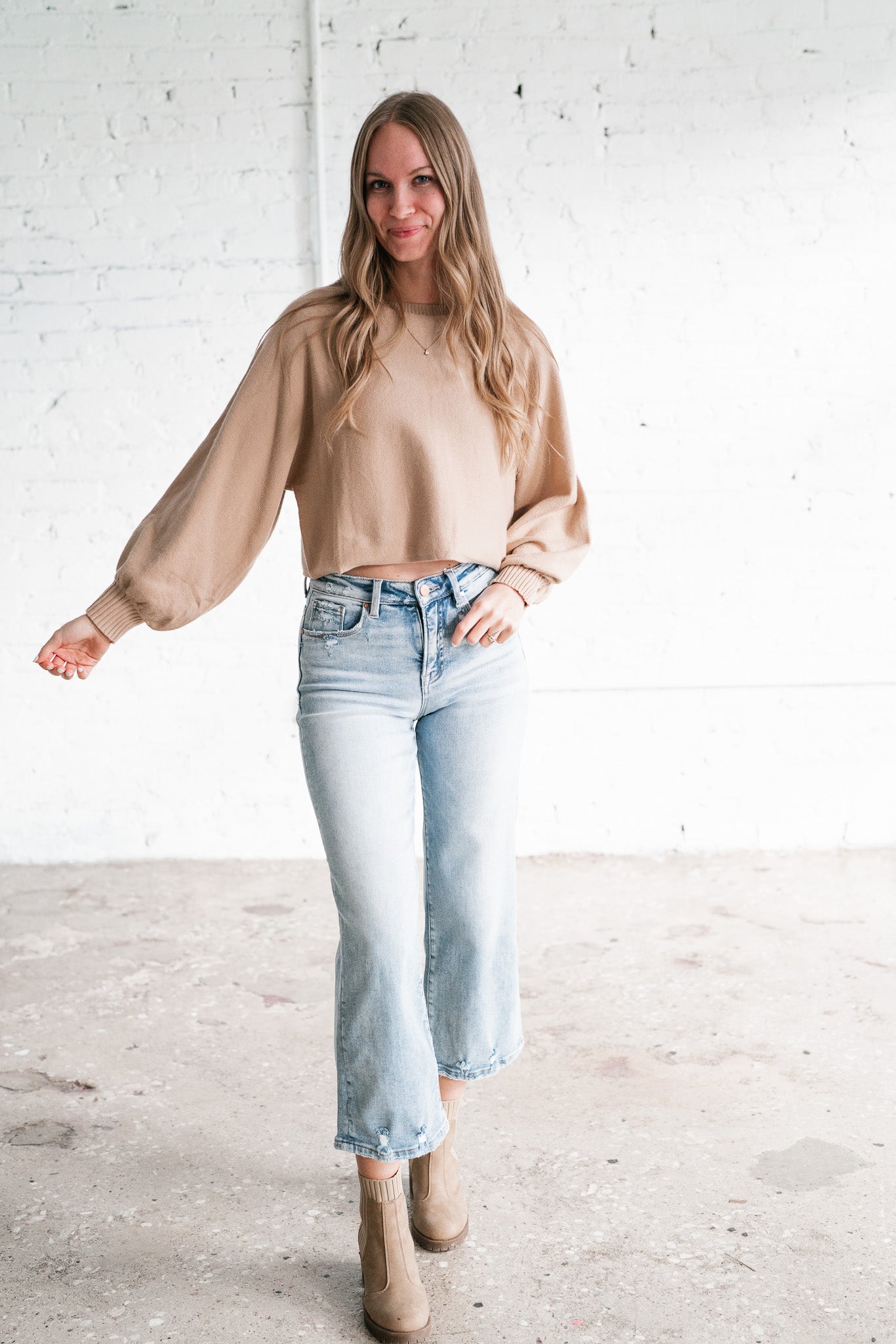 Warm Latte Crop Sweater