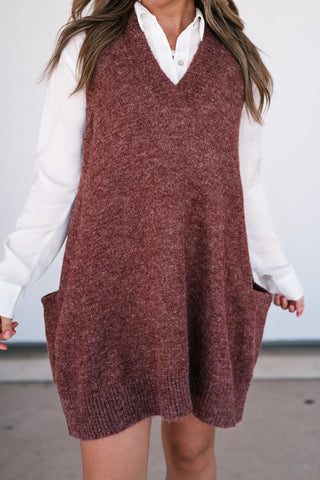 Eliza Sweater Vest Tunic Top - Brick