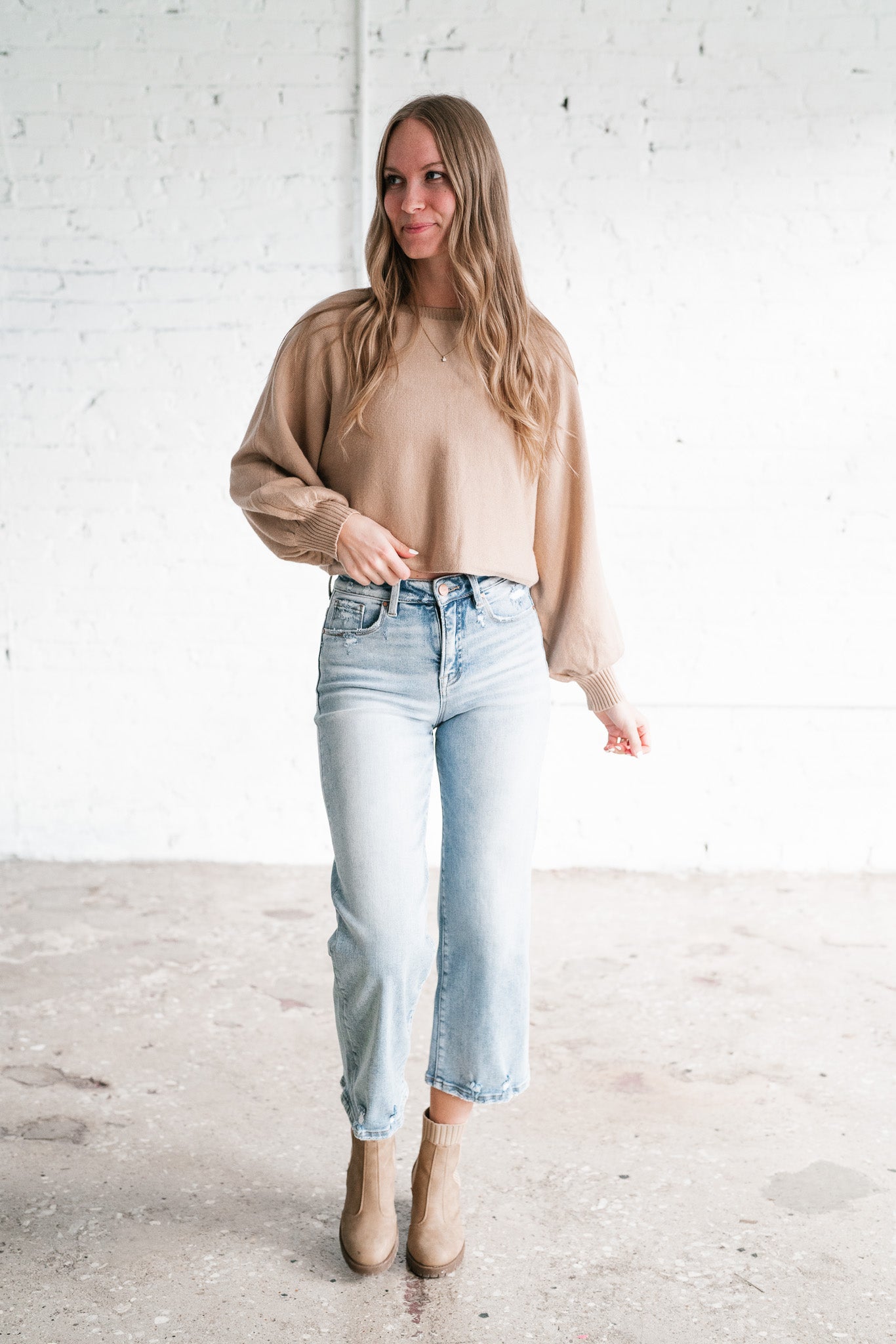 Warm Latte Crop Sweater