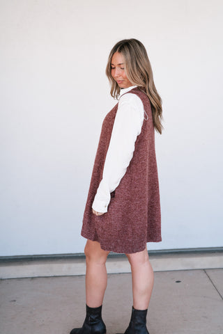 Eliza Sweater Vest Tunic Top - Brick