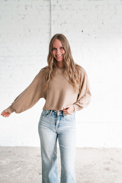 Warm Latte Crop Sweater