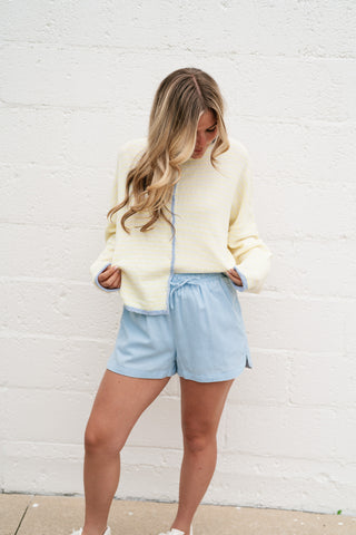 Honey Stripe Contrast Button Up Cardigan