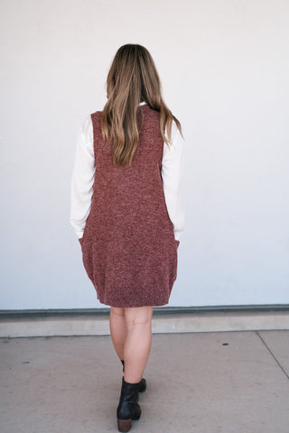 Eliza Sweater Vest Tunic Top - Brick