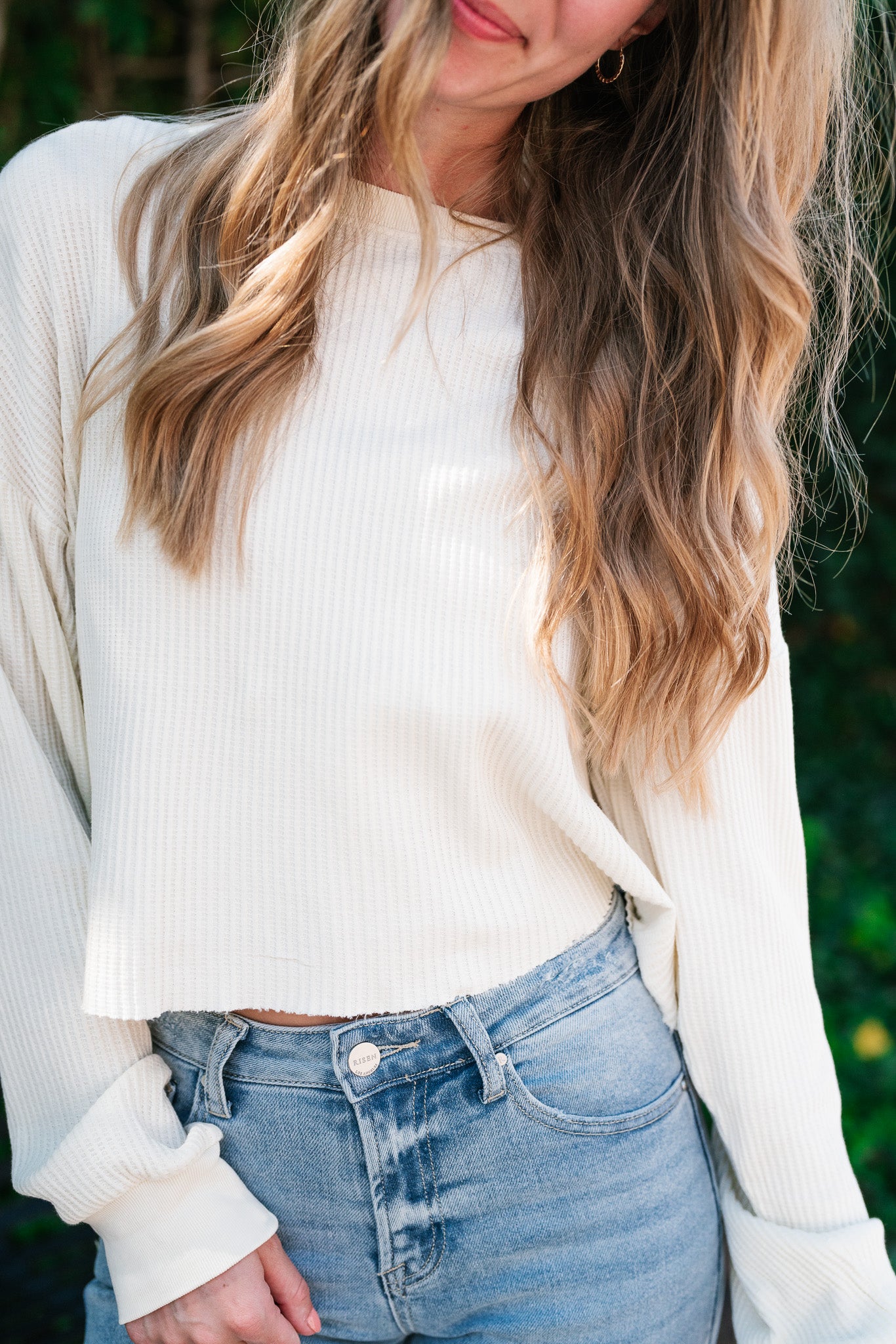 Basic Instinct Waffle Knit Top - Cream