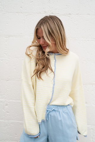 Honey Stripe Contrast Button Up Cardigan