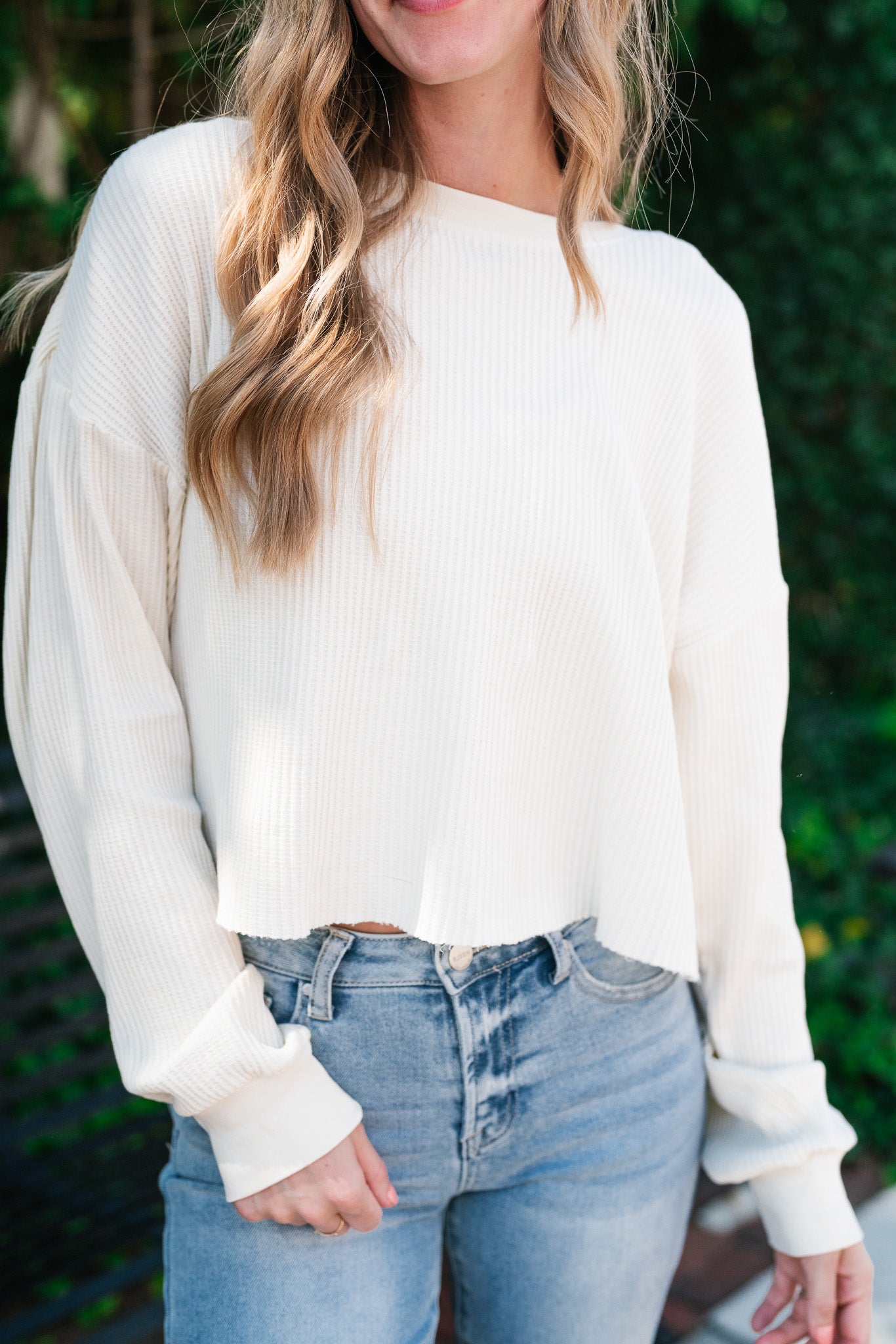 Basic Instinct Waffle Knit Top - Cream