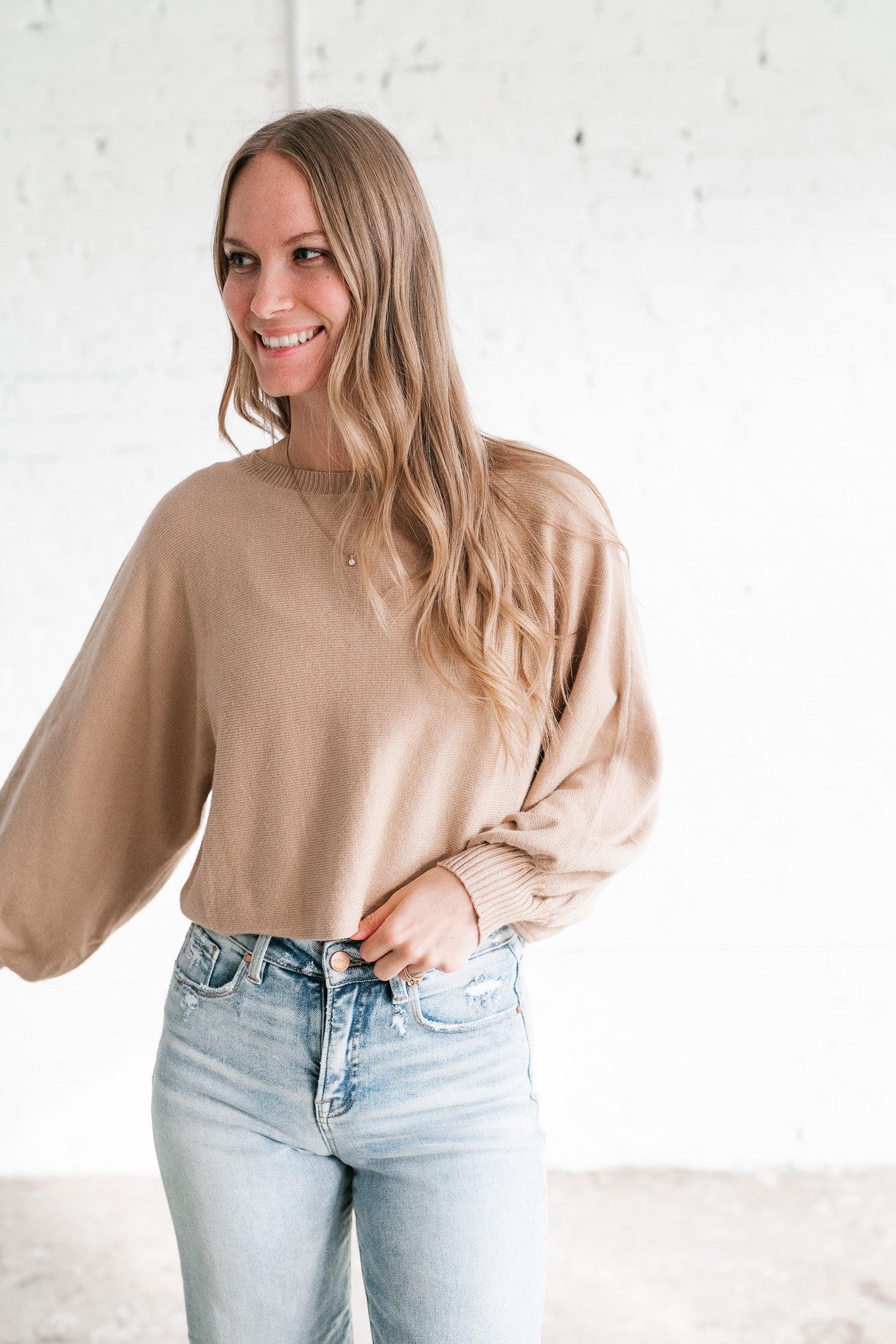 Warm Latte Crop Sweater