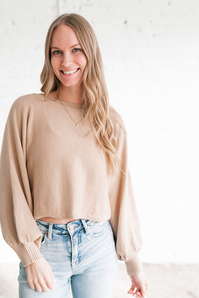 Warm Latte Crop Sweater