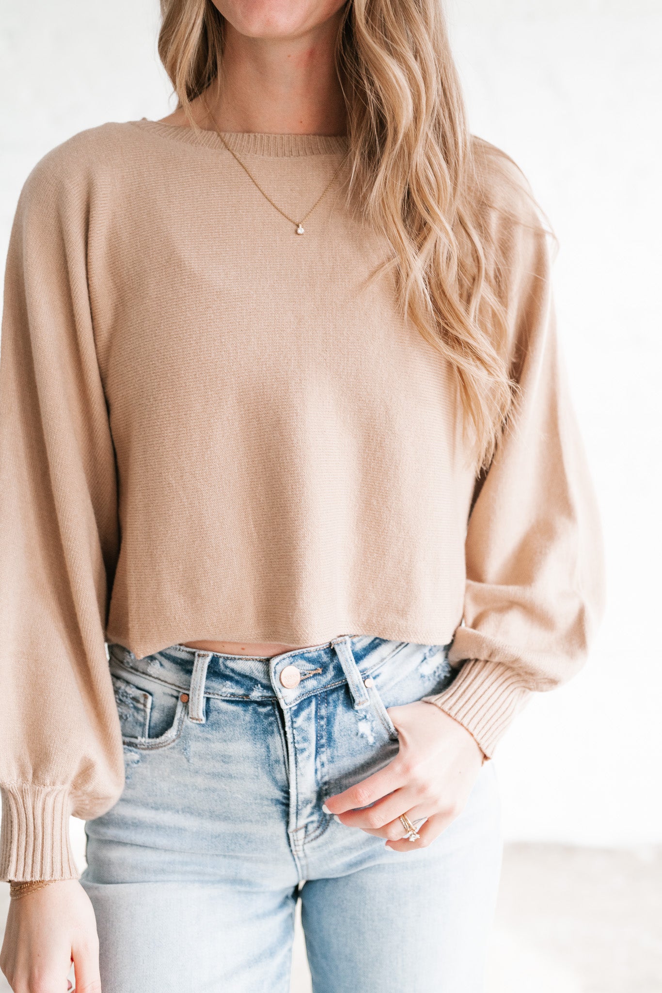 Warm Latte Crop Sweater