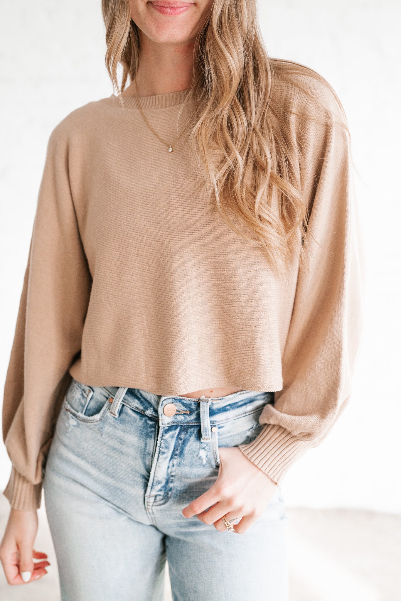 Warm Latte Crop Sweater