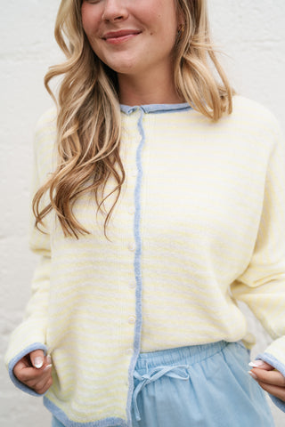 Honey Stripe Contrast Button Up Cardigan