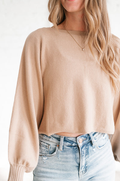 Warm Latte Crop Sweater