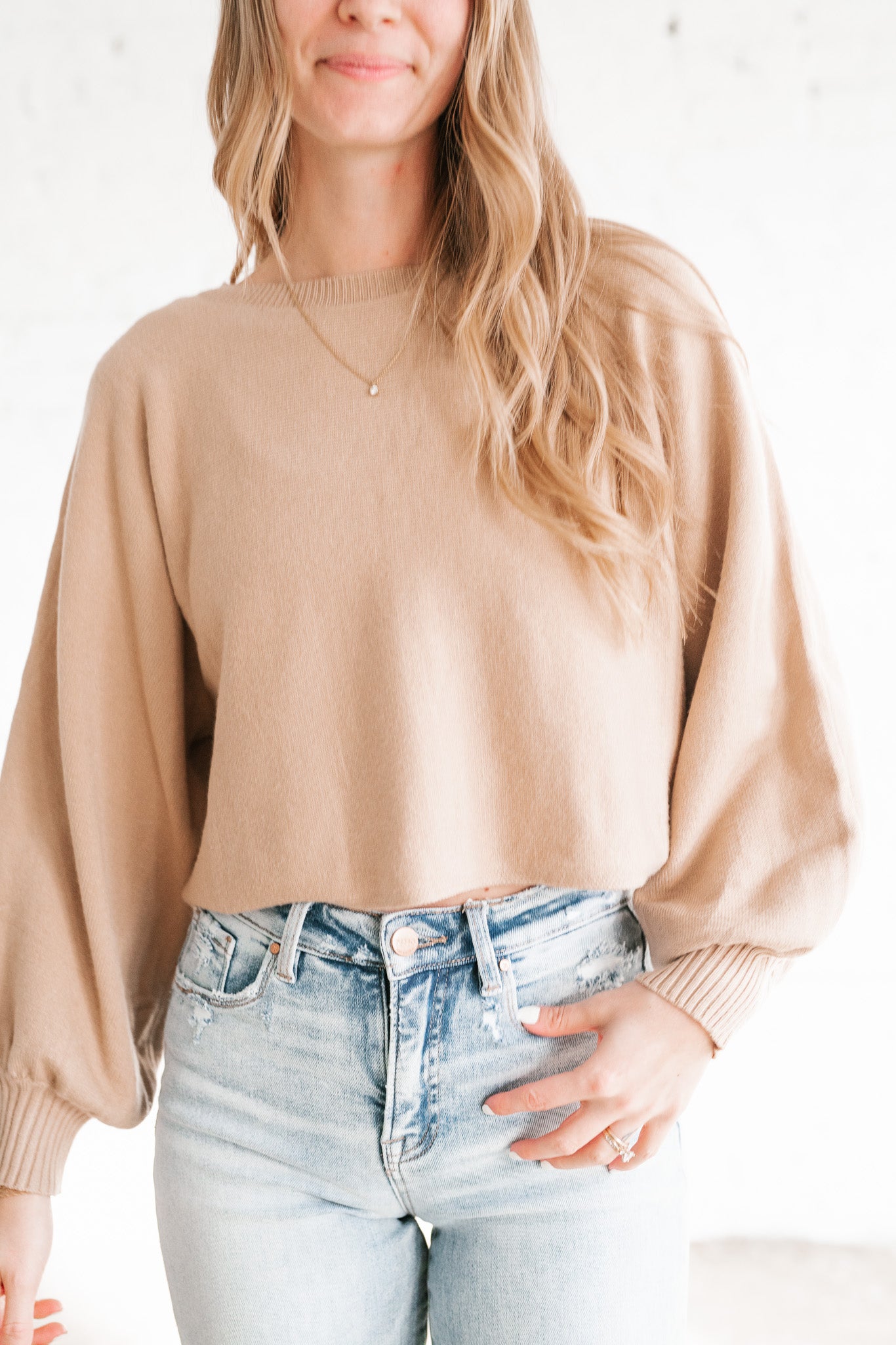 Warm Latte Crop Sweater