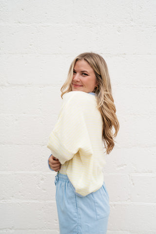 Honey Stripe Contrast Button Up Cardigan