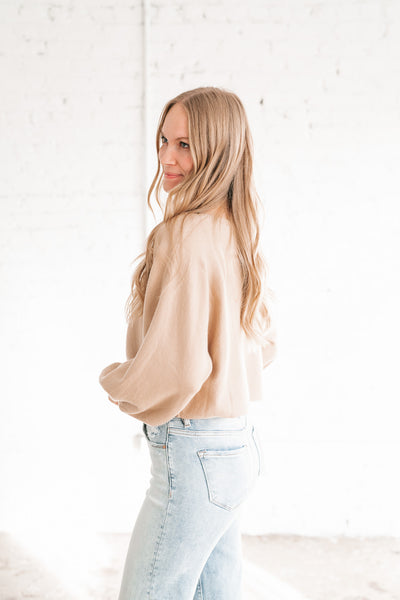 Warm Latte Crop Sweater