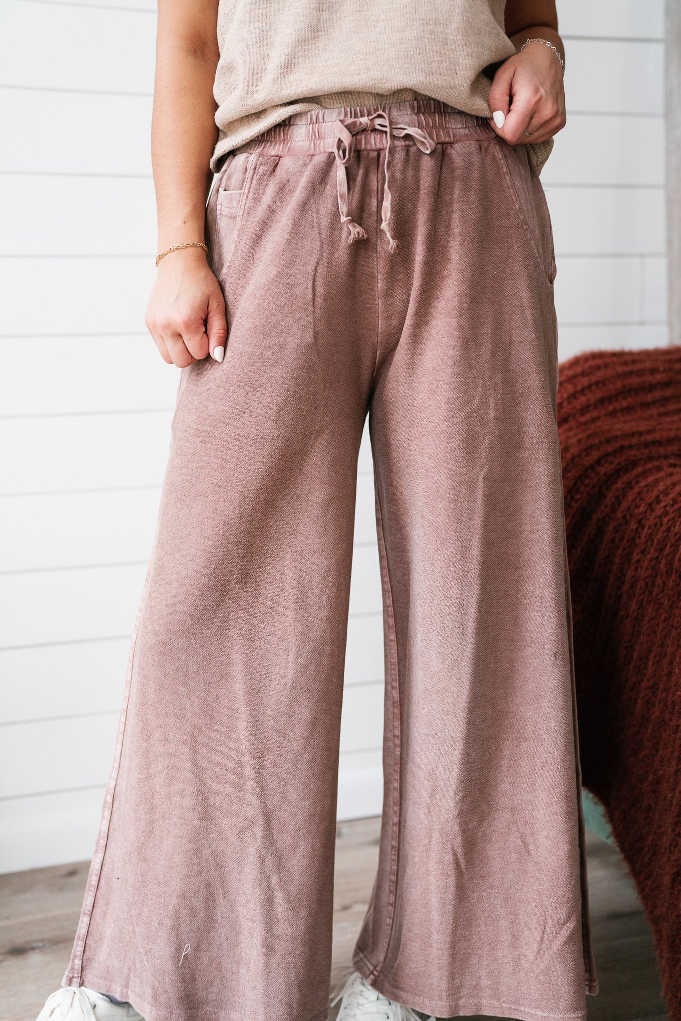 Rosewood Mineral Wash Wide Leg Pants