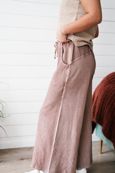 Rosewood Mineral Wash Wide Leg Pants