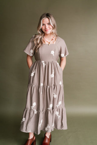 Evergreen Lane Embroidered Midi Dress