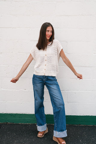 Casual Charm Knit Button Up Top