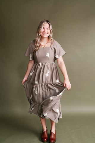 Evergreen Lane Embroidered Midi Dress