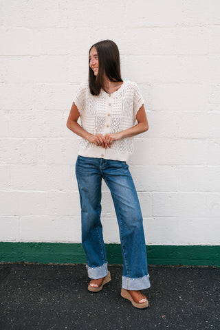 Casual Charm Knit Button Up Top