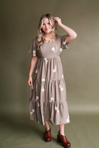 Evergreen Lane Embroidered Midi Dress